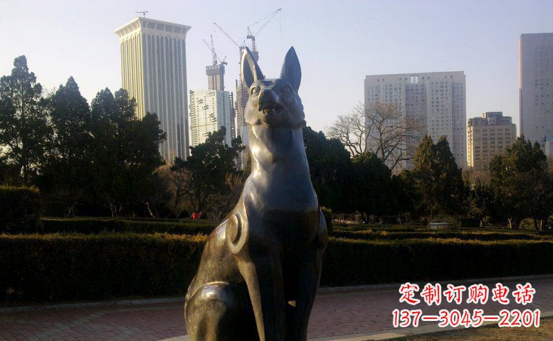 长沙公园狗动物铜雕