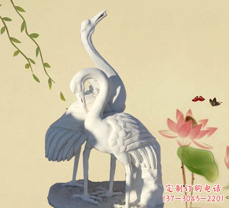 长沙公园汉白玉仙鹤石雕