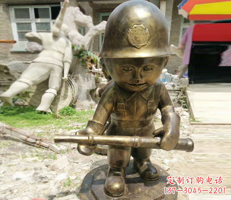 长沙公园景观摆件小小交通警察铜雕