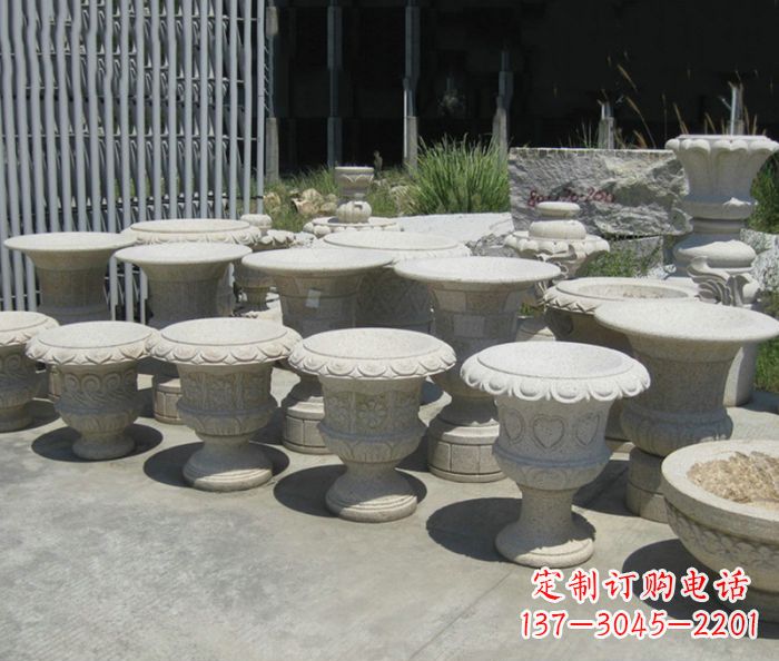长沙大理石花盆石雕艺术品