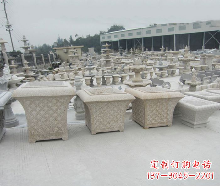 长沙优雅花盆大理石雕塑