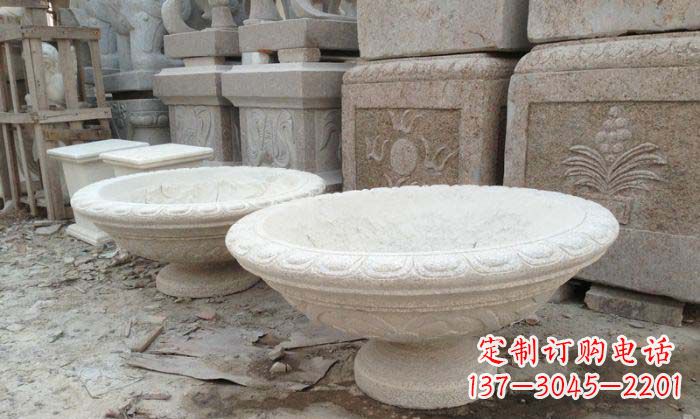 长沙细腻雅致的大理石花盆石雕