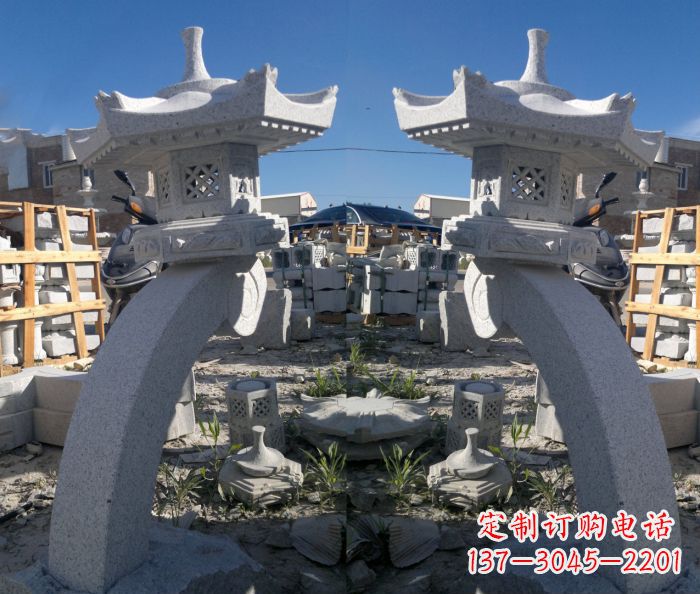 长沙精美大理石镂空石灯雕塑