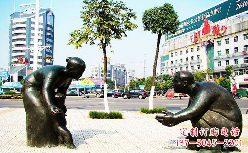 长沙铜质小孩学走路雕塑