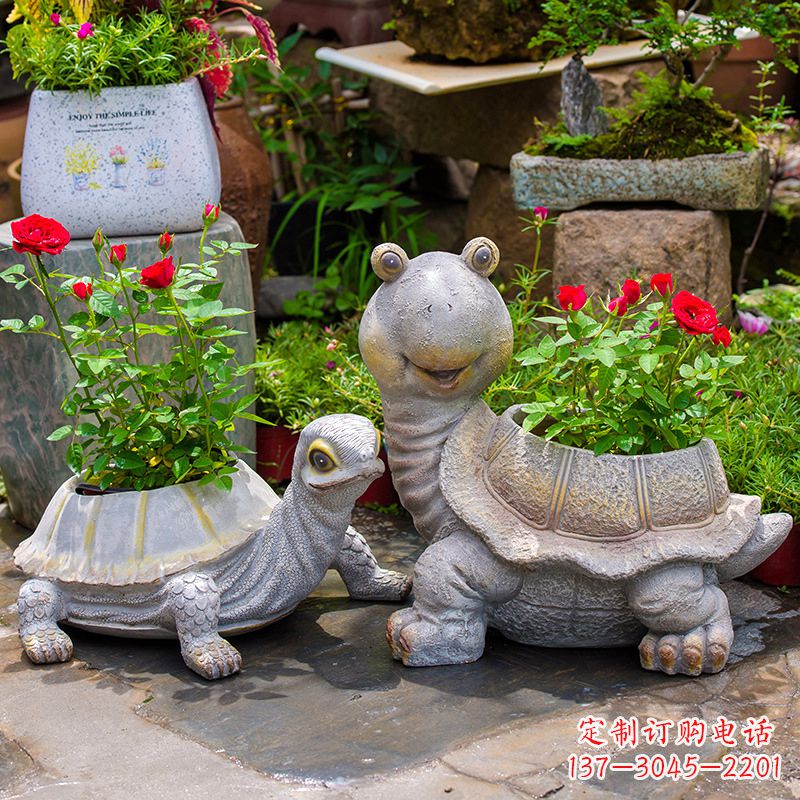 长沙铸铁乌龟花盆雕塑