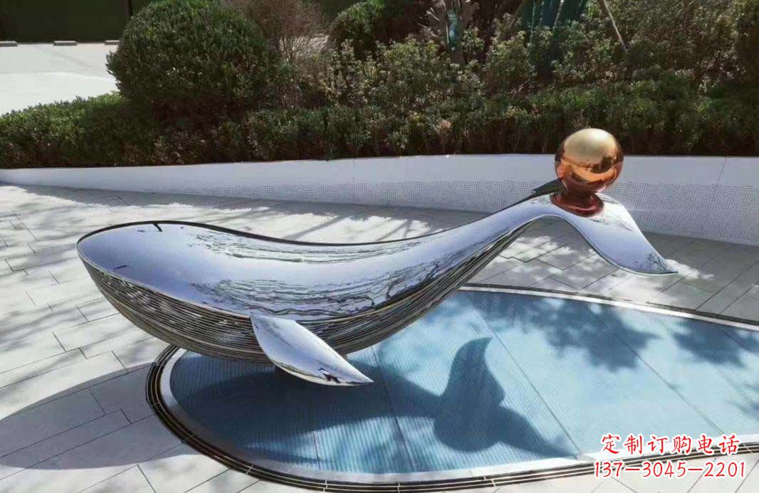 长沙公园镜面不锈钢海豚雕塑