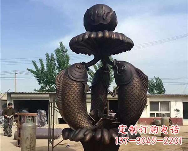 长沙中领雕塑出品传统意象·鲤鱼铜雕