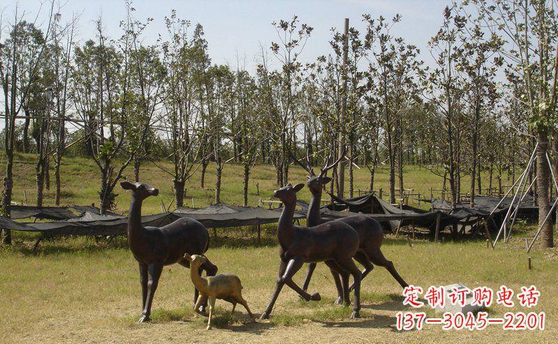 长沙优雅雕塑-梅花鹿铜雕