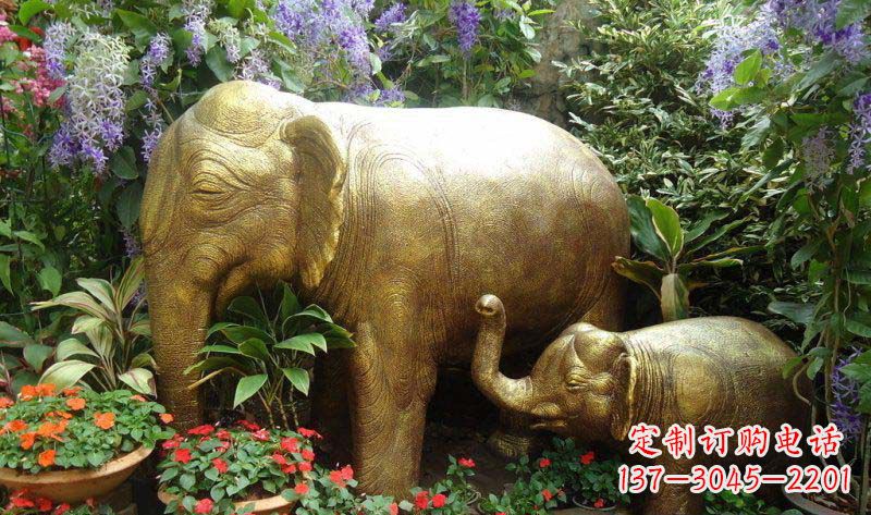 长沙铜雕母子象艺术雕塑