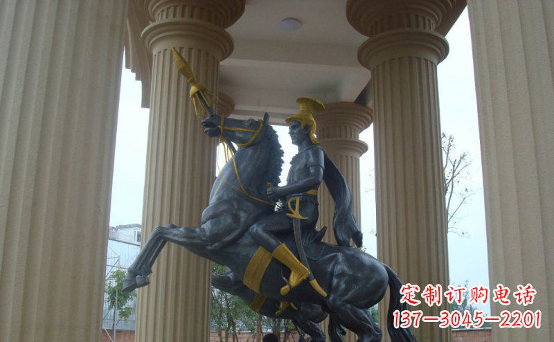 长沙公园骑马的罗马士兵人物铜雕
