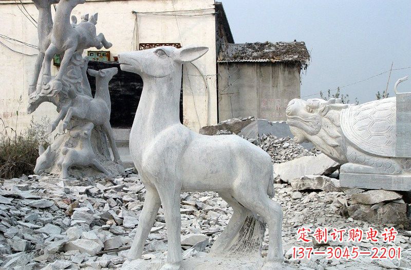 长沙青石仿古小鹿雕塑,精美优雅