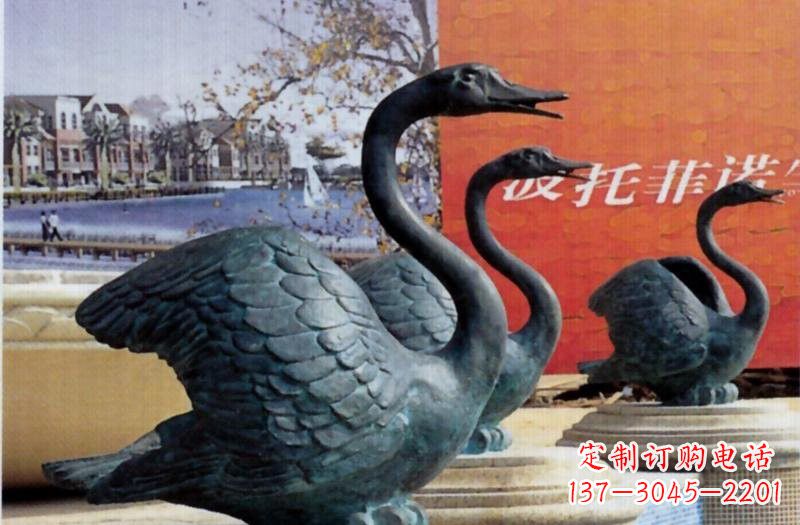 长沙公园天鹅铜雕