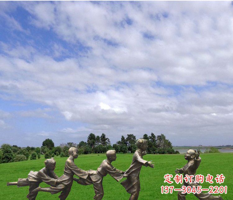 长沙公园铜雕老鹰抓小鸡游戏人物雕塑