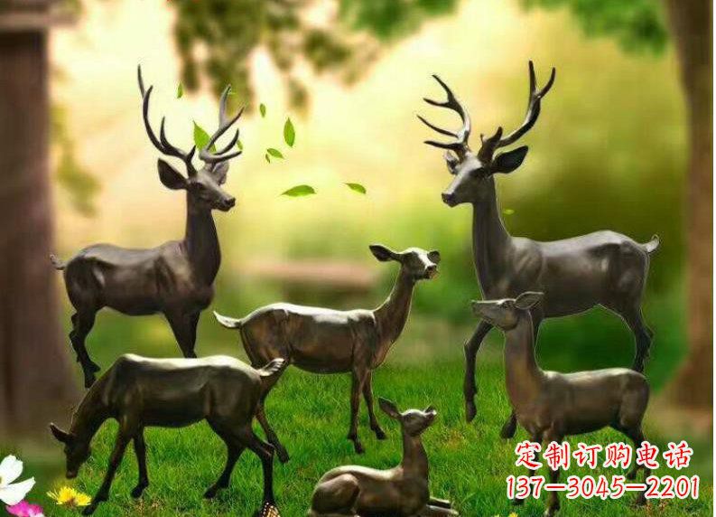 长沙公园铜雕阳光小鹿动物雕塑