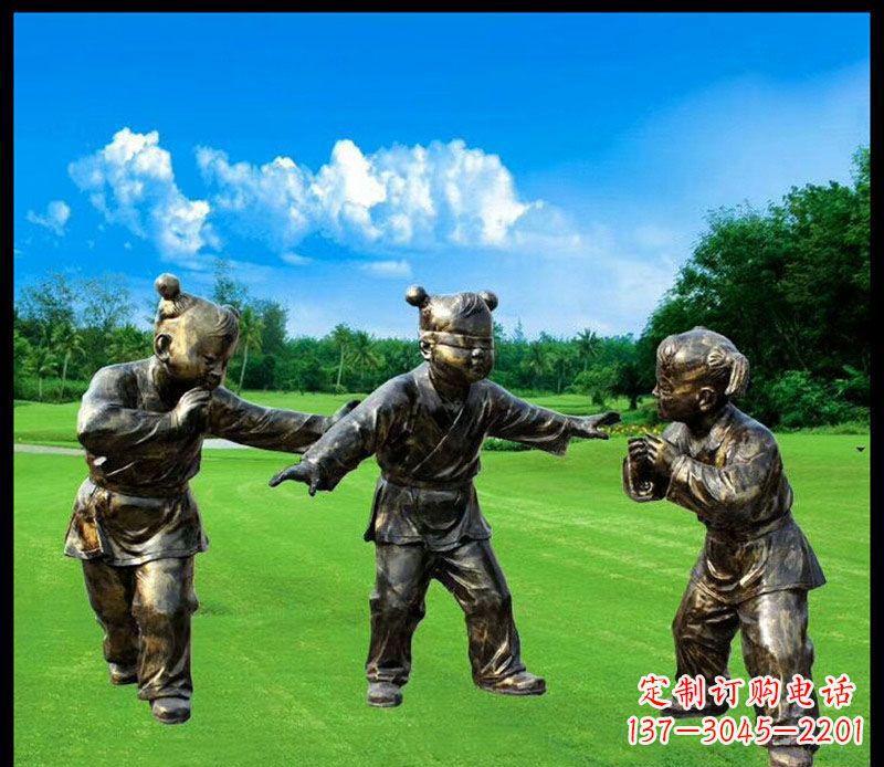 长沙精致的儿童铜雕造型,增添公园乐趣