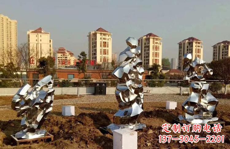 长沙公园小区不锈钢太湖石雕塑