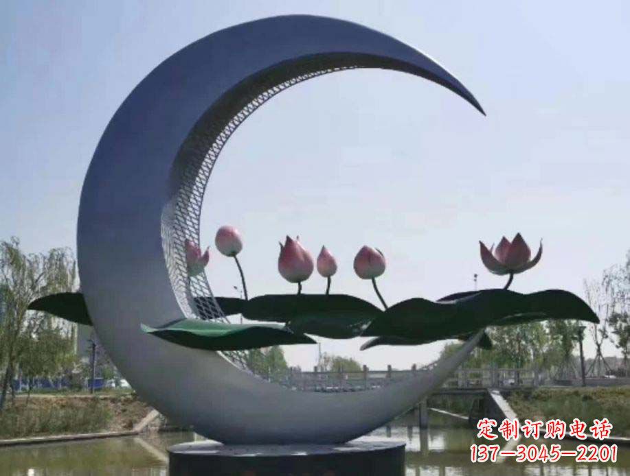 长沙公园月亮不锈钢景观装饰雕塑