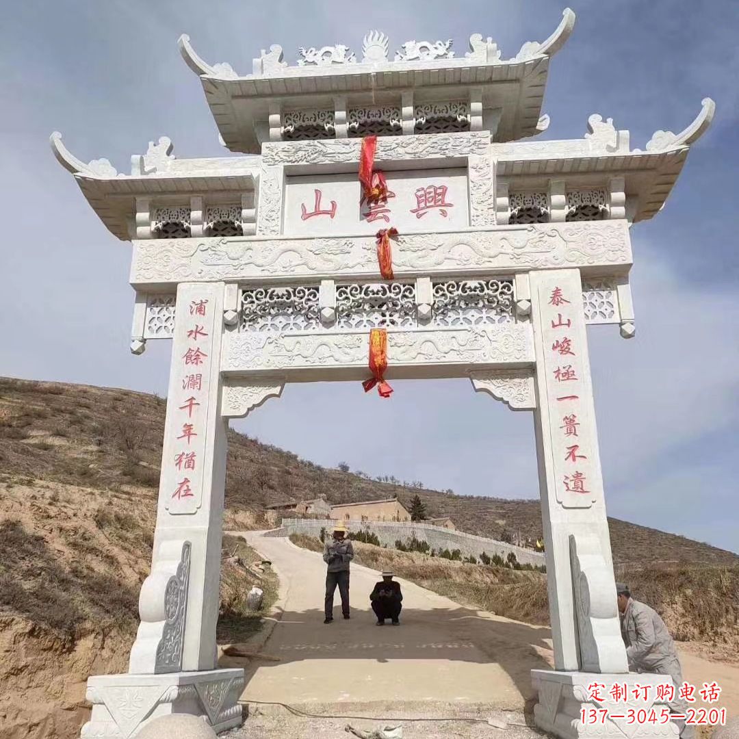 长沙传统玉石牌楼雕塑