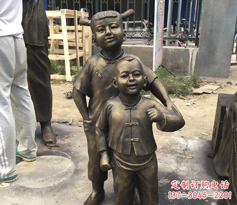 长沙中领雕塑纯手工古典儿童铜雕