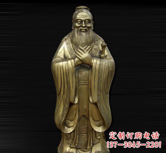 长沙古代名人铸铜孔子雕塑