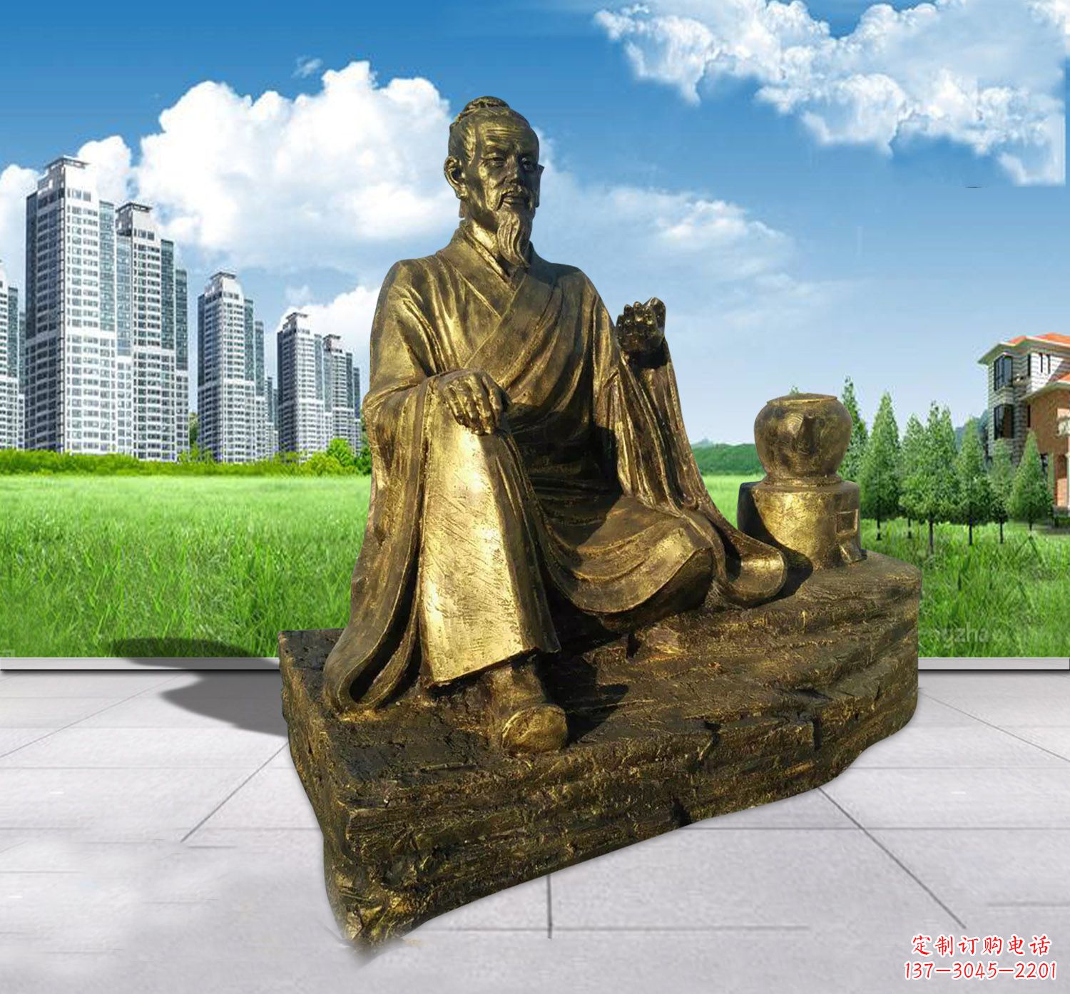 长沙古代名医张仲景铜雕