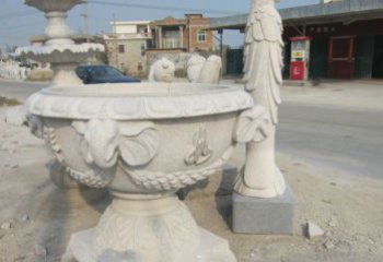 长沙公园景观象头石雕水缸