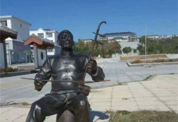 长沙公园拉二胡的人物铜雕