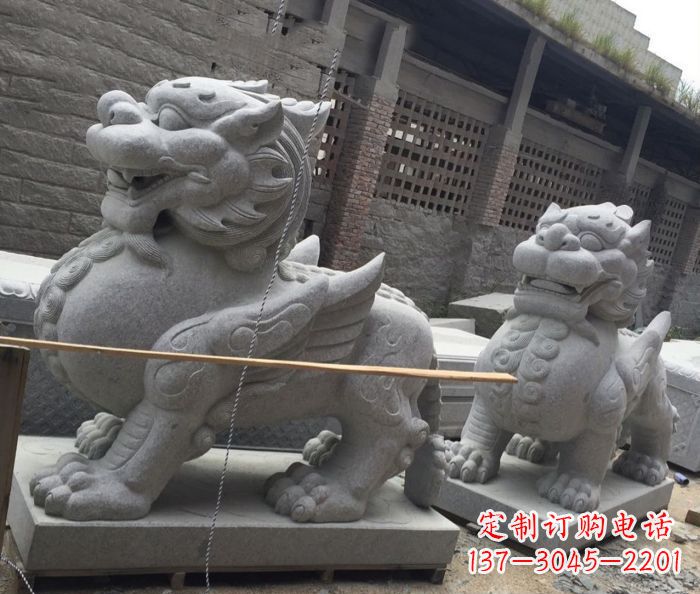 长沙中领雕塑–精美的古代神兽大理石貔貅雕塑
