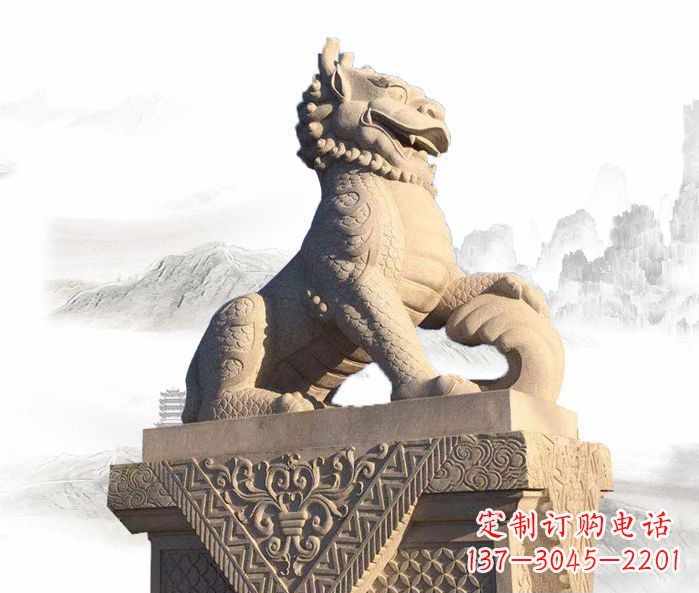 长沙古代神兽大理石麒麟石雕 (2)