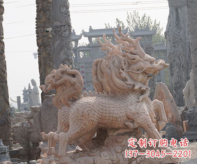 长沙中领雕塑:古典麒麟石雕,美丽传承