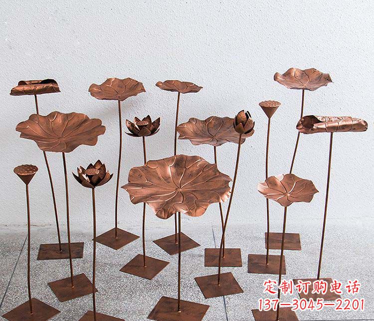 长沙古铜色荷花摆件不锈钢雕塑