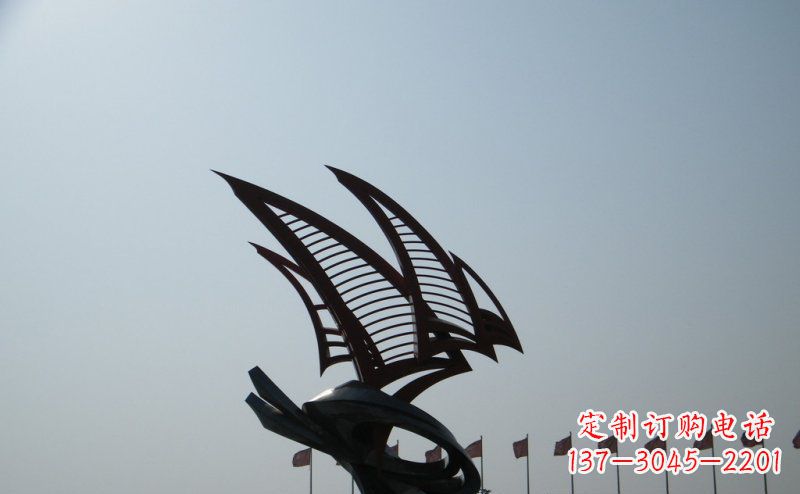 长沙不锈钢手工帆船雕塑