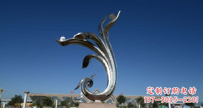 长沙优雅迷人的不锈钢抽象凤凰雕塑