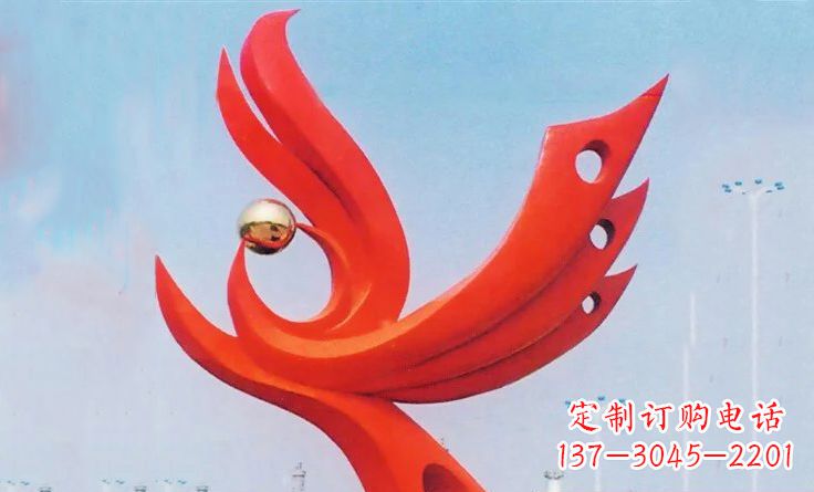 长沙广场不锈钢抽象凤凰雕塑_2