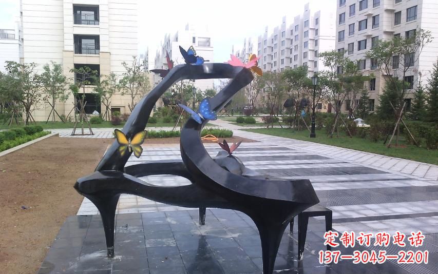 长沙广场不锈钢抽象钢琴雕塑 