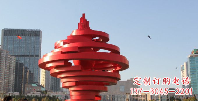 长沙不锈钢抽象火炬雕塑，展现活力与坚强
