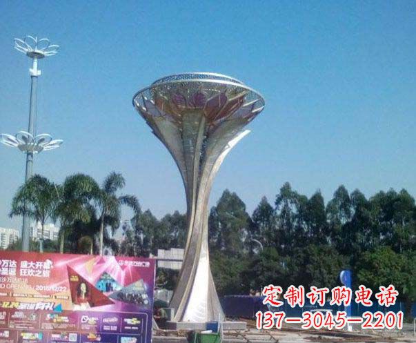 长沙广场不锈钢抽象莲花雕塑