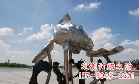 长沙广场不锈钢抽象莲花莲叶雕塑