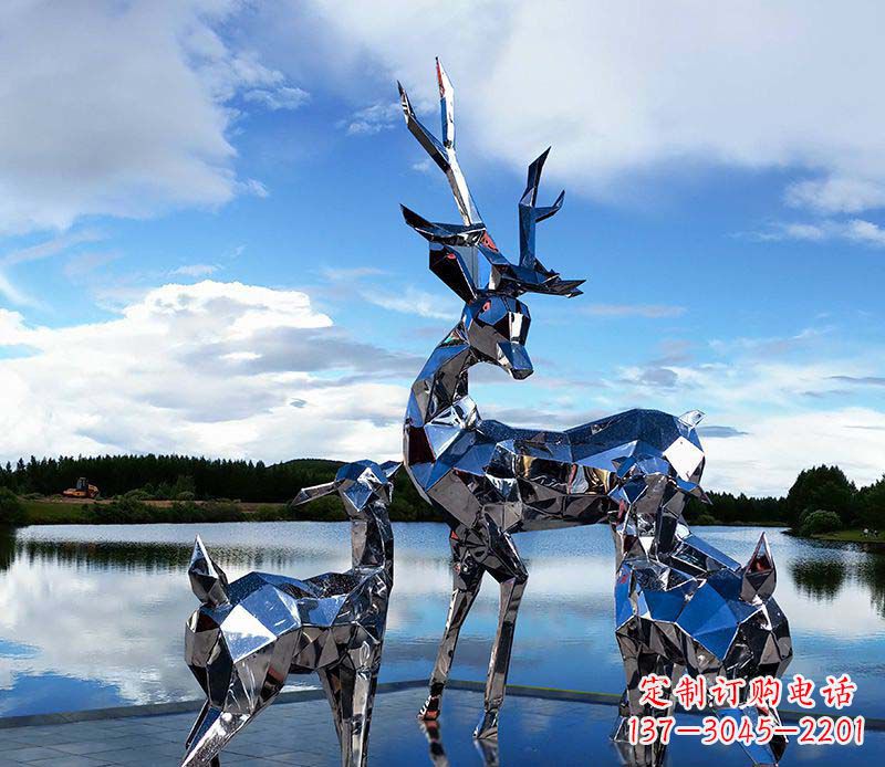 长沙广场不锈钢抽象梅花鹿雕塑
