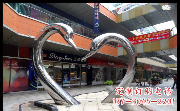 长沙广场不锈钢抽象天鹅动物景观雕塑