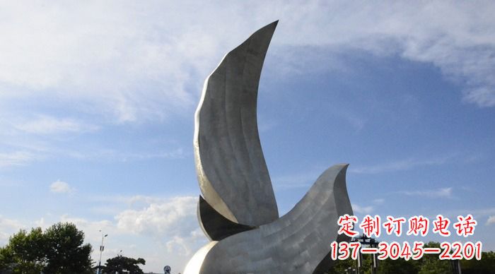长沙广场不锈钢大型抽象和平鸽雕塑