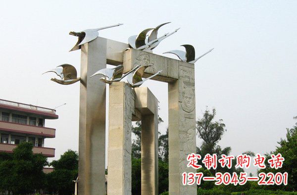 长沙广场不锈钢大雁动物雕塑