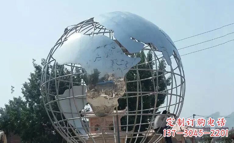 长沙广场不锈钢地球仪雕塑 (2)