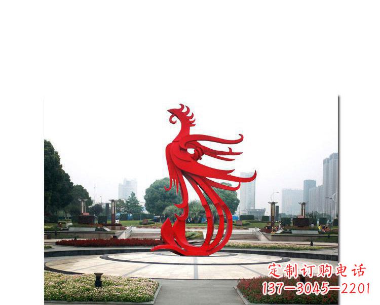 长沙广场不锈钢飞翔的凤凰雕塑