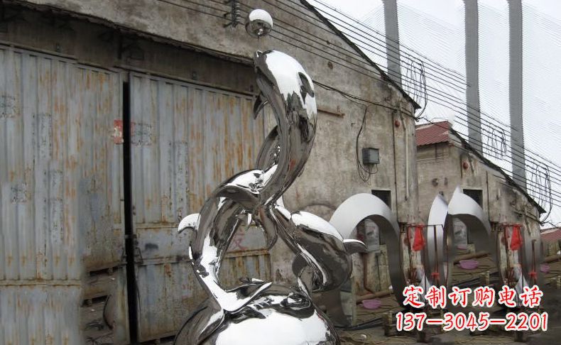 长沙广场不锈钢海豚雕塑