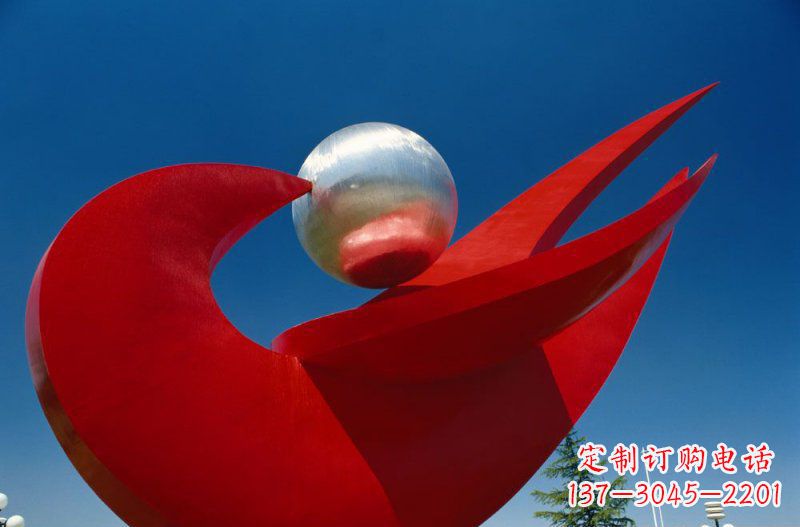 长沙广场不锈钢和平鸽明珠雕塑 (2)