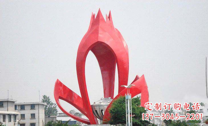 长沙广场不锈钢莲花和莲蓬雕塑