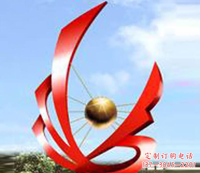 长沙广场不锈钢飘带球网景观雕塑