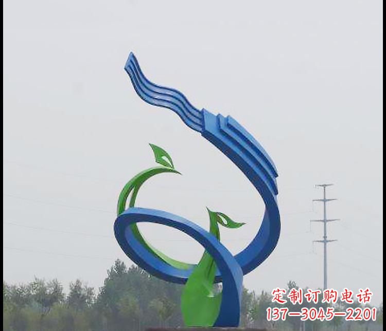 长沙广场彩色不锈钢抽象凤凰雕塑