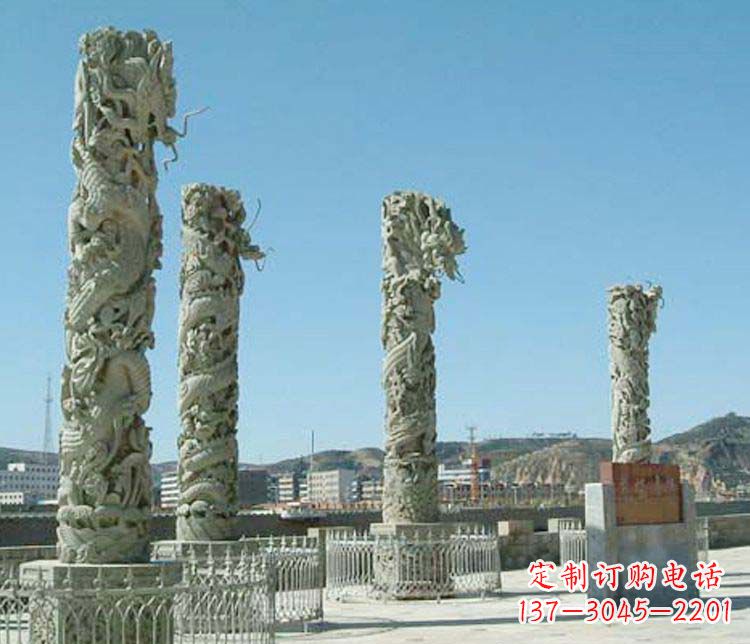 长沙中领雕塑的大理石盘龙柱景观石雕